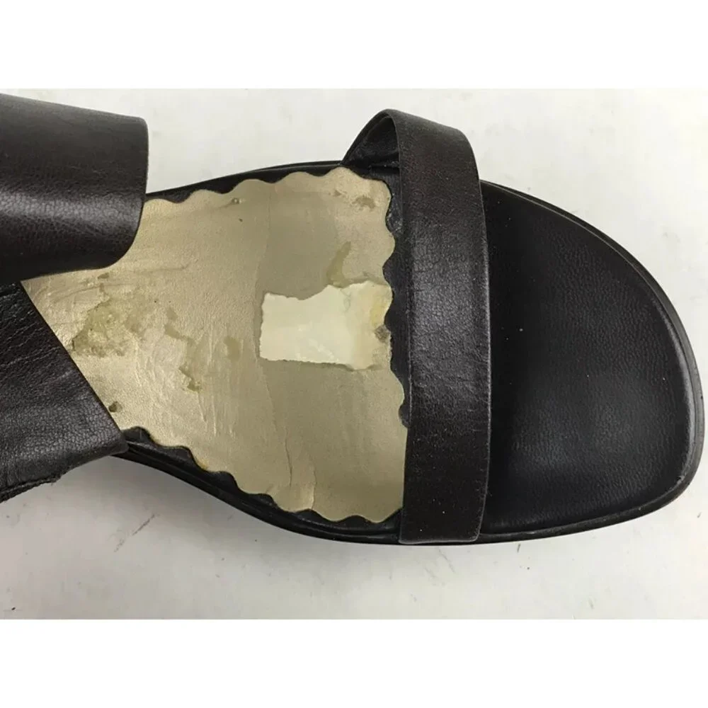 Liz Claiborne Tricia Womens Brown Slip On Leather Wedge Slide Sandal Size‎ 8M